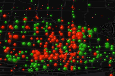 The same map with a wider range of sphere sizes